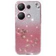 Husă pentru Xiaomi Redmi Note 13 Pro 4G / Xiaomi Redmi Note 14S / Xiaomi Poco M6 Pro 4G, Glitter Flower, roz rose gold