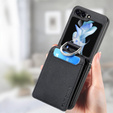 Carcasă pentru Samsung Galaxy Z Flip7 FE / Z Flip6, Card Slot Ring Case, negru