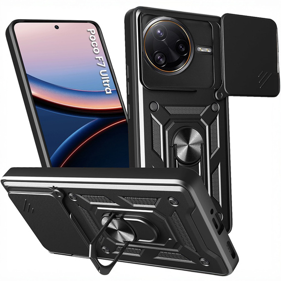 Husă blindată pentru Xiaomi Poco F7 Ultra, CamShield Slide, negru