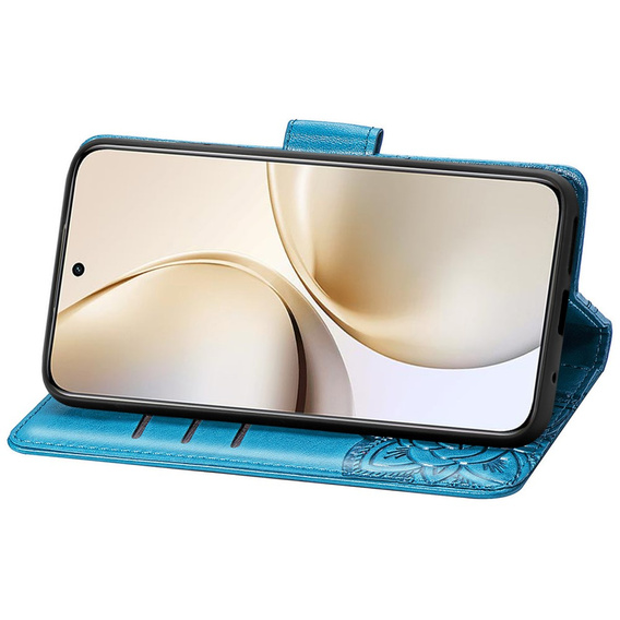 Cu clapetă pentru Realme 14 Pro 5G, Butterfly, albastru
