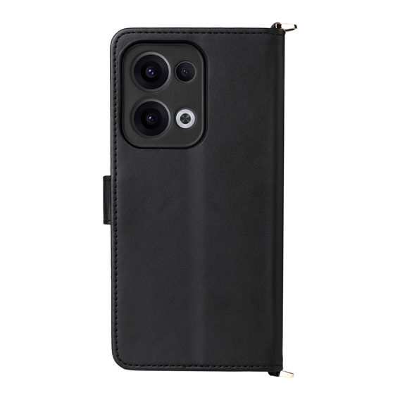 Carcasă cu clapetă pentru Oppo Reno 13 5G, Crossbody Leather Wallet, negru
