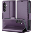 Husă pentru Samsung Galaxy A25 5G, ERBORD Glossy Litchi, portofel cu clapetă, violet