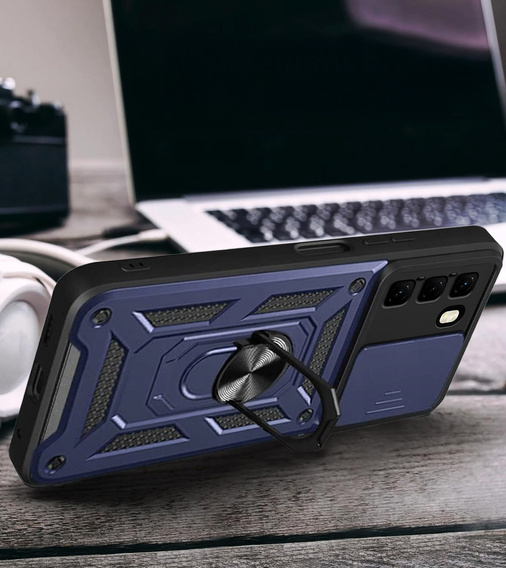 Husă blindată pentru Infinix Hot 50 Pro+ 4G, CamShield Slide, albastru