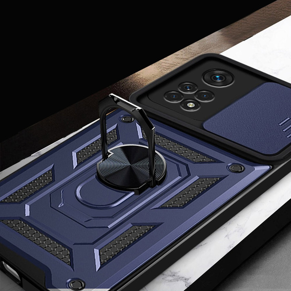 Husă blindată pentru Xiaomi Redmi Note 11 Pro 4G, CamShield Slide, albastru