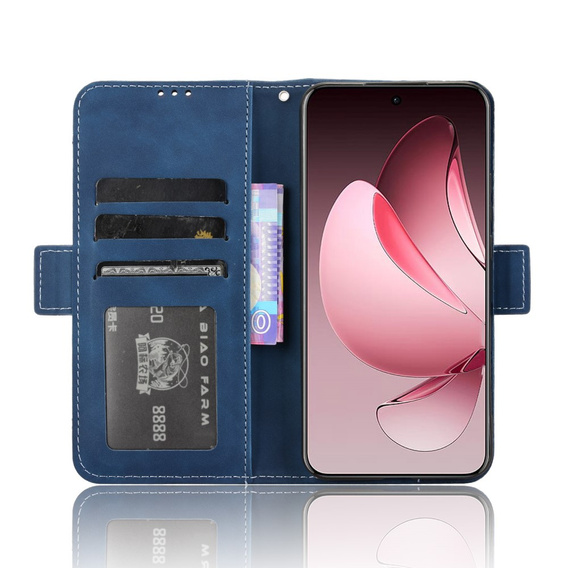 Cu clapetă pentru Oppo Reno 13 Pro, Card Slot, albastru închis