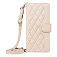 Husă cu clapetă pentru Motorola Edge 50 Neo / Motorola ThinkPhone 25, Rhombus Crossbody Leather, bej