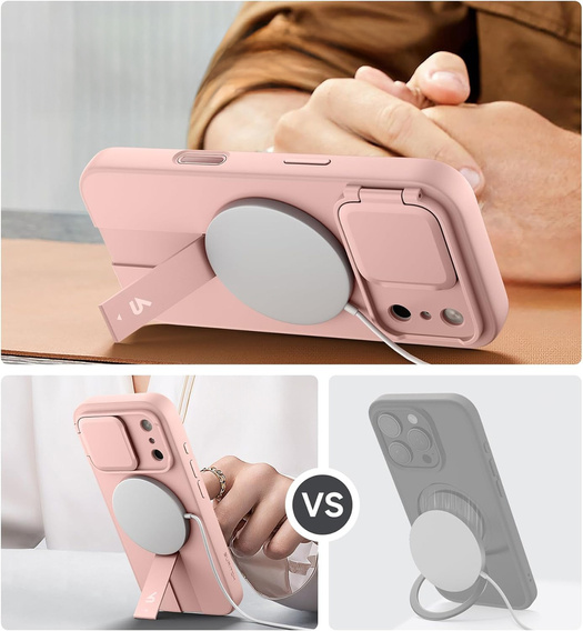 Husă Suritch rezistentă la șocuri, cu suport și capac pentru cameră, pentru MagSafe pentru iPhone 17 Pro Max