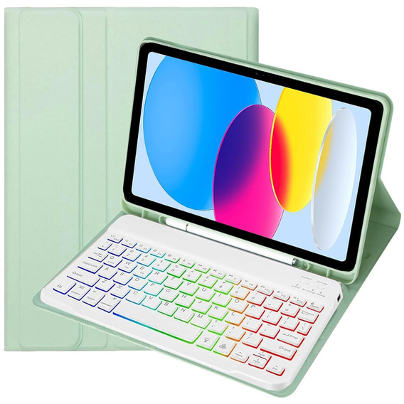 Husă cu tastatură bluetooth iluminată pentru iPad 10.9 2022 (10 gen.), verde