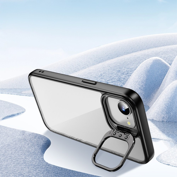 Carcasă pentru Iphone 16E, cadru pentru suport, transparent / negru