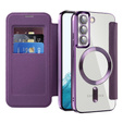 Cu clapetă pentru Samsung Galaxy S22 5G, RFID Wallet MagSafe CamShield, violet