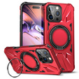 Carcasă pentru iPhone 16 Pro, blindată cu suport și placă pentru mâner, roșu