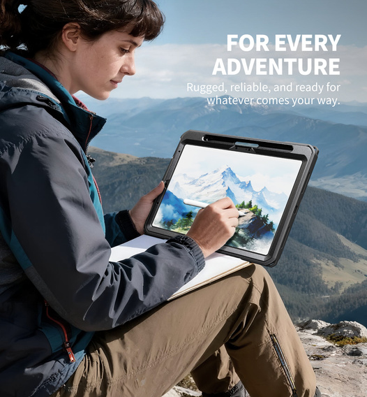 Husă Dexnor 360° cu curea și suport pentru stylus pentru iPad Air 11" 2025/2024 (generația a 7-a/a 6-a)