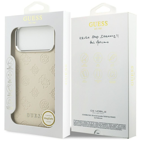 Husă GUESS Peony Hot Stamp Script MagSafe pentru iPhone 17 Pro Max