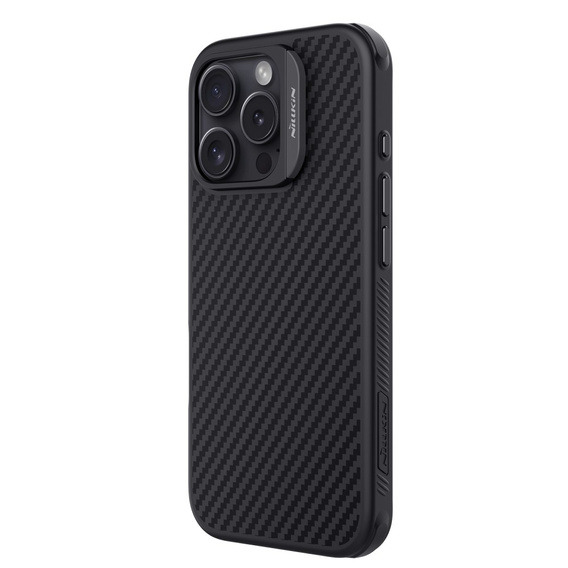 Carcasă pentru iPhone 16 Pro, carcasă blindată Nillkin, Carbon Fiber, pentru Magsafe, negru