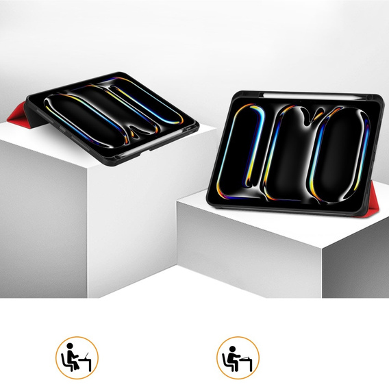 Husă pentru iPad Pro 11" 2024 (5 gen.), Smartcase cu spațiu pentru stylus, roșu