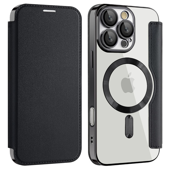 Cu clapetă pentru iPhone 16 Pro, RFID Wallet MagSafe CamShield, negru