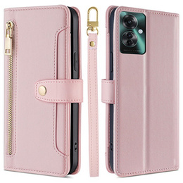 Cu clapetă pentru Oppo Reno 11F 5G, Wallet Zipper Pocket, roz
