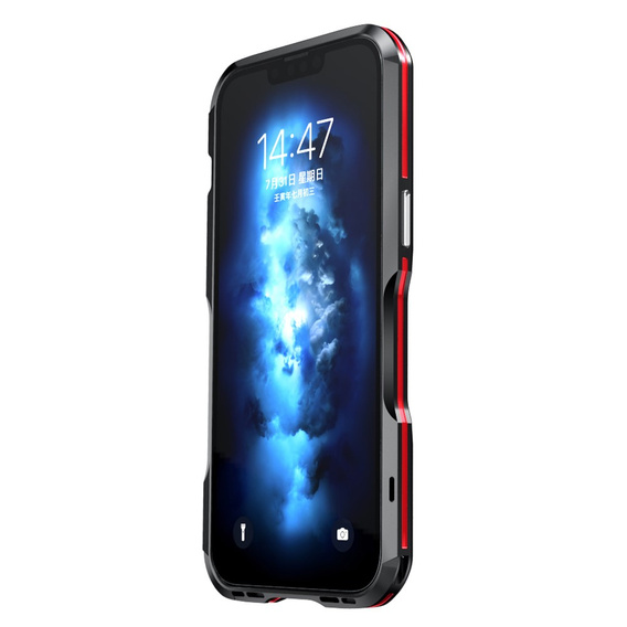 Husa LUPHIE pentru iPhone 14, Armor Bumper, negru / roșu