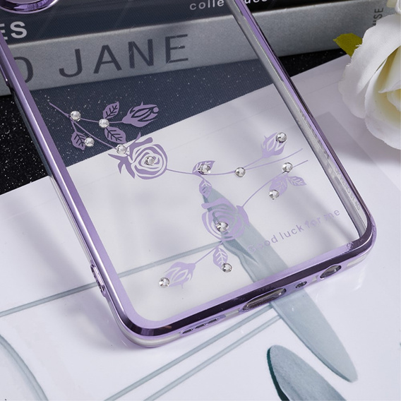Husă pentru Oppo Reno8 T 4G, Glitter Flower, violet