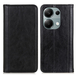 Huse pentru Xiaomi Redmi Note 13 Pro 4G / Xiaomi Redmi Note 14S / Xiaomi Poco M6 Pro 4G, Wallet Litchi Leather, negru