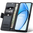 Husă pentru Oppo A60, ERBORD Glossy Litchi, portofel cu clapetă, negru