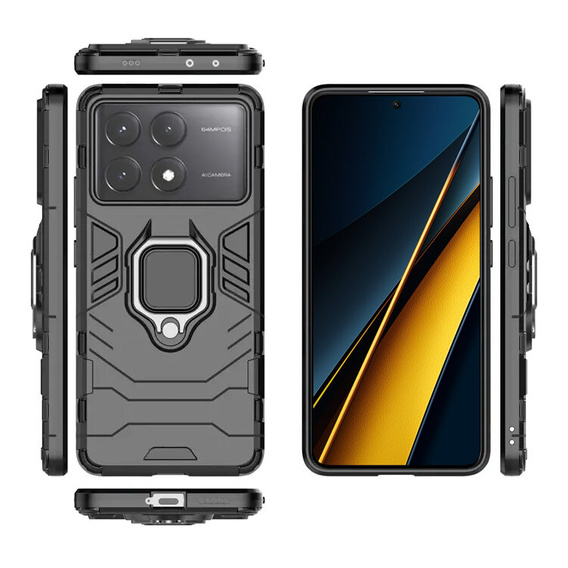 Huse pentru Xiaomi Poco X6 Pro 5G, Kickstand Ring, negru