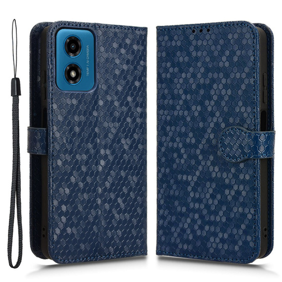Husa cu clapetă pentru Motorola Moto G24 / G24 Power / G04, Wallet Rhombus, albastru