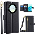 Cu clapetă pentru Honor Magic5 Lite, Wallet Zipper Pocket, negru