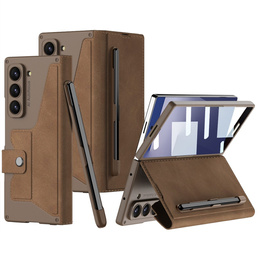 Carcasă portofel cu clapetă maro pentru Samsung Galaxy Z Fold 7 5G
