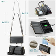 Husă CASEME pentru Samsung Galaxy S25 FE, RFID Leather Wallet, cu curea de umăr, negru