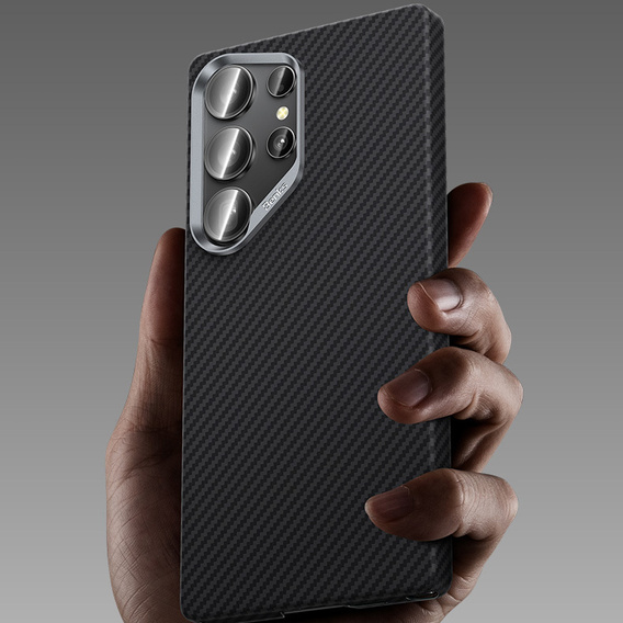 Carcasa BENKS Kevlar pentru Samsung Galaxy S25, pentru MagSafe, Carbon Fiber, negru