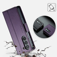 Husa cu clapetă CASEME pentru Samsung Galaxy Z Fold6 5G, Litchi Wallet, violet