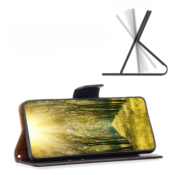 Cu clapetă pentru Samsung Galaxy A54 5G, Wallet Litchi Magnet, negru