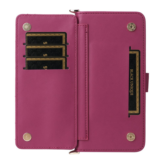 Carcasă cu clapetă pentru Samsung Galaxy S25 Edge, Crossbody Leather Wallet, maroon