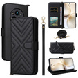 Carcasă cu clapetă pentru Realme 14 Pro+ 5G, Crossbody Leather Wallet, negru