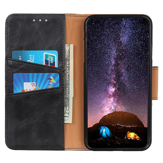 Cu clapetă pentru Samsung Galaxy S25 Edge, Crazy Horse Wallet, negru