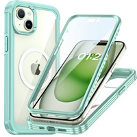 Carcasă pentru iPhone 15 Plus, blindată Full Protect 360° pentru MagSafe, sticlă pentru ecran, verde