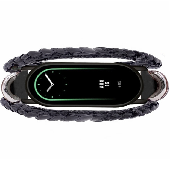 Curea din piele pentru Xiaomi Smart Band 10 / 9 / 8, negru
