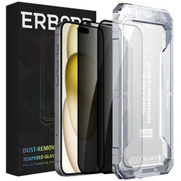2x Sticlă de confidențialitate temperată pentru iPhone 15 Plus, ERBORD 9H Easy App Anti-Peep