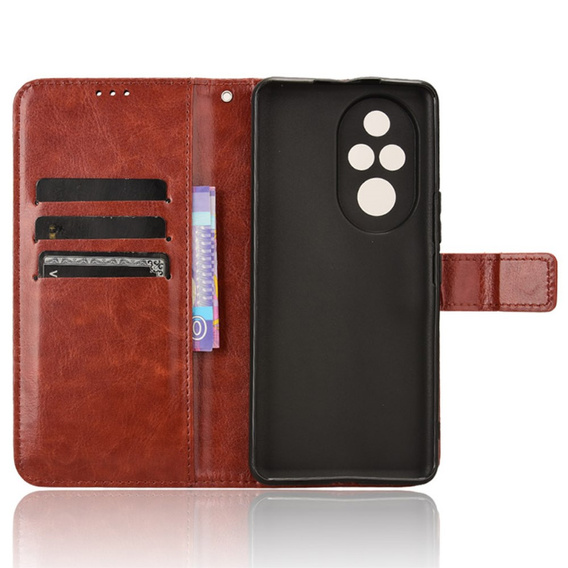 Cu clapetă pentru Honor 200 Pro 5G, Crazy Horse Wallet, maro