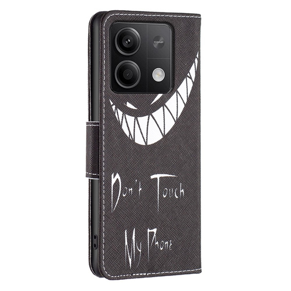 Cu clapetă pentru Xiaomi Redmi Note 13 5G, Wallet, Don't Touch My Phone negru