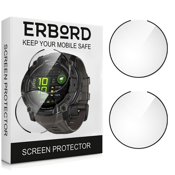 2x ERBORD Hybrid Glass pentru Garmin Instinct 3 50mm