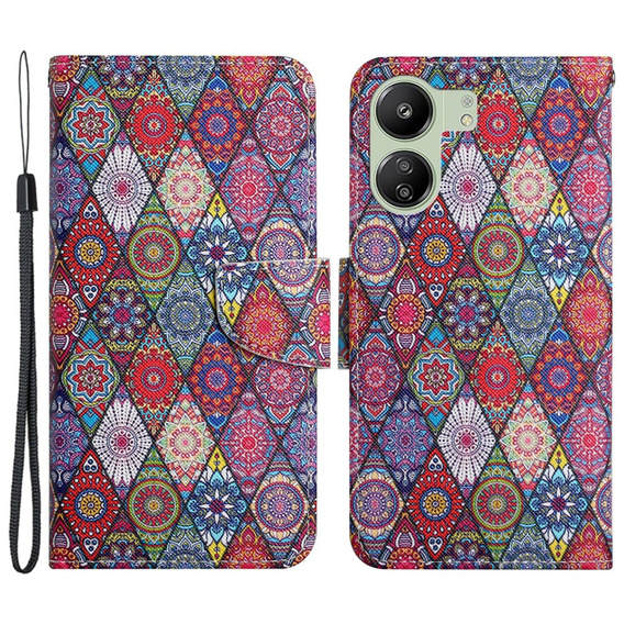 Cu clapetă pentru Xiaomi Redmi 13C / Poco C65, Wallet, Kaleidoscope, multicolor