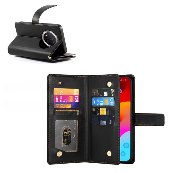 Cu clapetă pentru Honor Magic 7 Lite, Wallet Zipper Pocket, negru