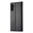 Husă cu clapetă LC.IMEEKE pentru Samsung Galaxy A17 5G, textură carbon, negru