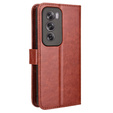 Cu clapetă pentru Oppo Reno 12, Crazy Horse Wallet, maro