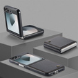 Husă pentru Samsung Galaxy Z Flip7 FE / Z Flip6, CASEME Litchi Leather, negru
