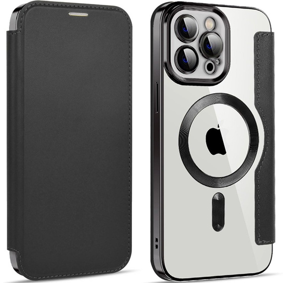 Cu clapetă pentru iPhone 12 Pro Max, RFID Wallet MagSafe CamShield, negru