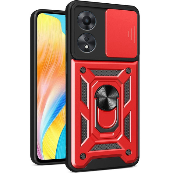 Husă blindată pentru Oppo A98 5G, CamShield Slide, roșu