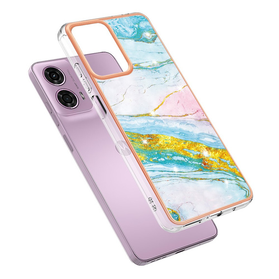 Carcasă de protecție pentru Motorola Moto G24 / G24 Power / G04, Marble Slim Case, albastru